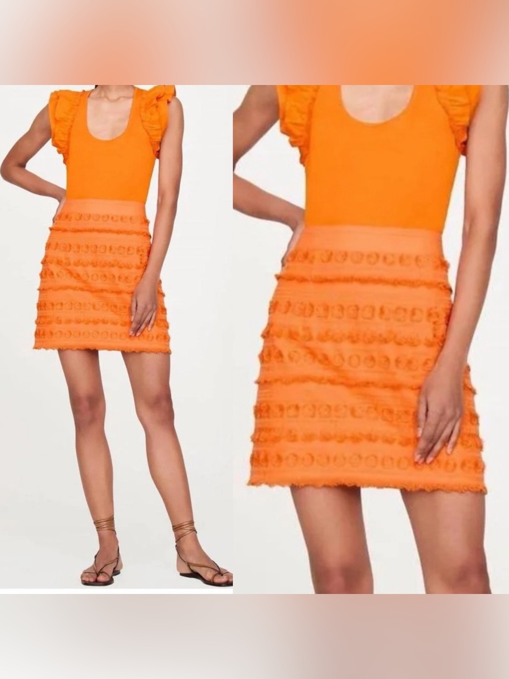 Marie Oliver Orlee Textured Mini Skirt Persimmon